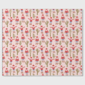 Cowboy Santa Claus Pink Christmas Cadeaupapier (Vlak)