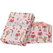 Cowboy Santa Claus Pink Christmas Cadeaupapier