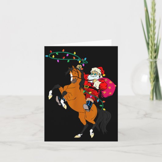 Cowboy Santa Claus Riding A Horse Christmas Cowboy Kaart (Voorkant)