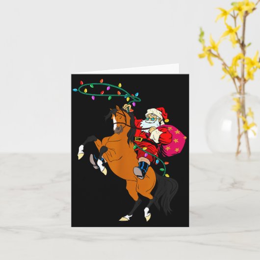 Cowboy Santa Claus Riding A Horse Christmas Cowboy Kaart (Gele Bloem)