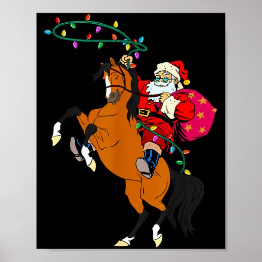 Cowboy Santa Claus Riding A Horse Christmas Cowboy Poster (Voorkant)