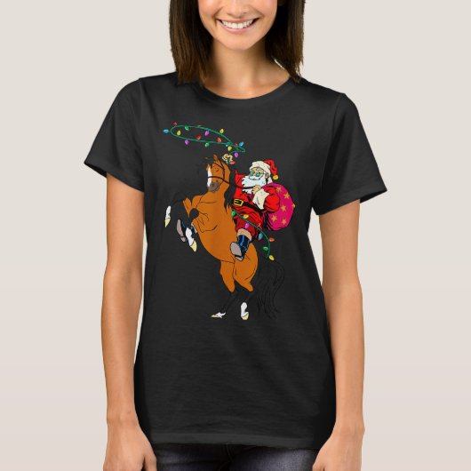 Cowboy Santa Claus Riding A Horse Christmas Cowboy T-shirt (Voorkant)