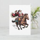 Cowboy Santa Claus Rijdend op een Paard Kerstmis Aankondiging (Staand voorkant)