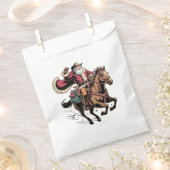 Cowboy Santa Claus Rijdend op een Paard Kerstmis Bedankzakje (Geknipt)