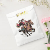 Cowboy Santa Claus Rijdend op een Paard Kerstmis Bedankzakje (Gezegeld)