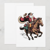 Cowboy Santa Claus Rijdend op een Paard Kerstmis Kaart (Voorkant / Achterkant)