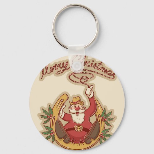 Cowboy Santa Claus Sleutelhanger (Voorkant)