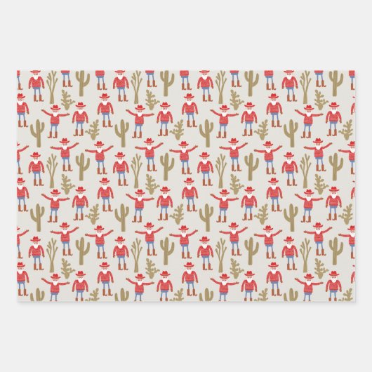 Cowboy Santa Claus Western Christmas Inpakpapier Vel (Voorkant 2)