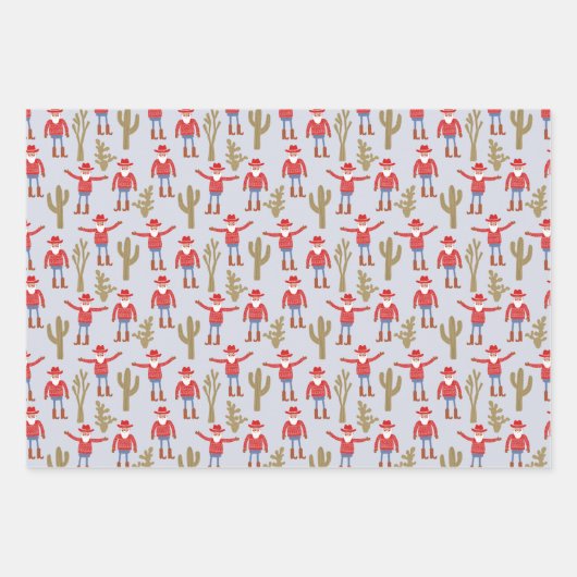 Cowboy Santa Claus Western Christmas Inpakpapier Vel (Voorkant)