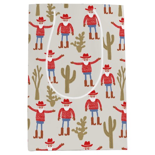 Cowboy Santa Claus Western Christmas Medium Cadeauzakje (Voorkant)
