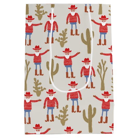Cowboy Santa Claus Western Christmas Medium Cadeauzakje (Achterkant)