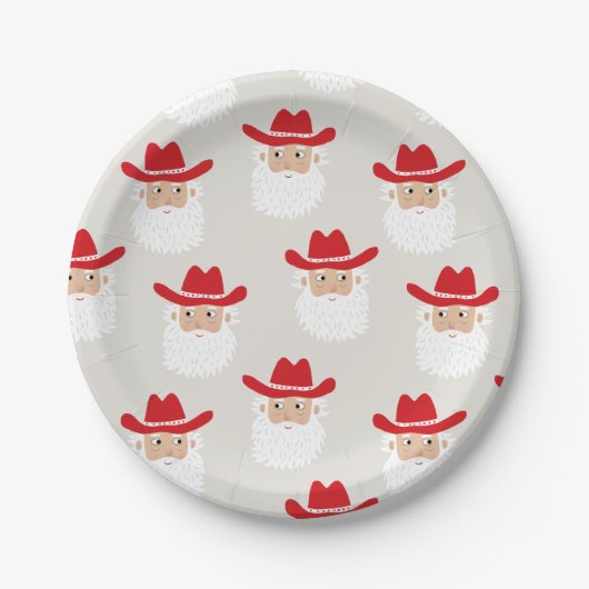 Cowboy Santa Claus Western Christmas Papieren Bordje (Voorkant)