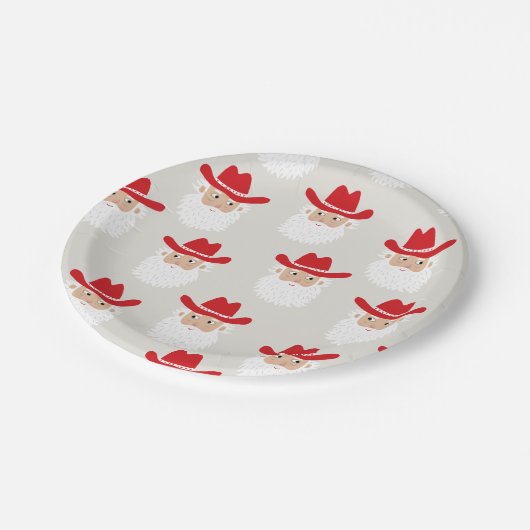 Cowboy Santa Claus Western Christmas Papieren Bordje (Gekanteld)