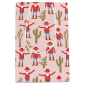 Cowboy Santa Claus Western Christmas Pink Medium Cadeauzakje (Voorkant)