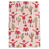 Cowboy Santa Claus Western Christmas Pink Medium Cadeauzakje (Achterkant)