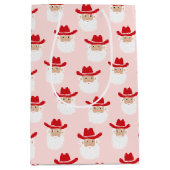 Cowboy Santa Claus Western Christmas Pink Medium Cadeauzakje (Voorkant)