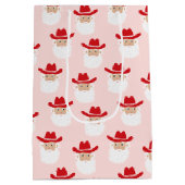 Cowboy Santa Claus Western Christmas Pink Medium Cadeauzakje (Achterkant)
