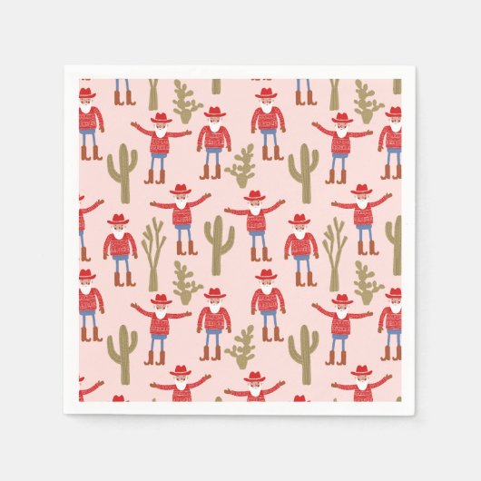 Cowboy Santa Claus Western Christmas Servet (Voorkant)