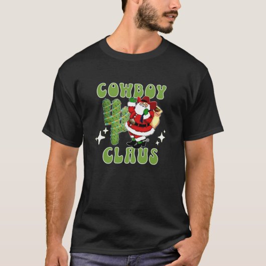 Cowboy Santa Cowboy Claus en Cactus Tree T-shirt (Voorkant)