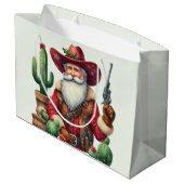 Cowboy Santa Desert Cactus Pistol Groot Cadeauzakje (Achterkant Gekanteld)