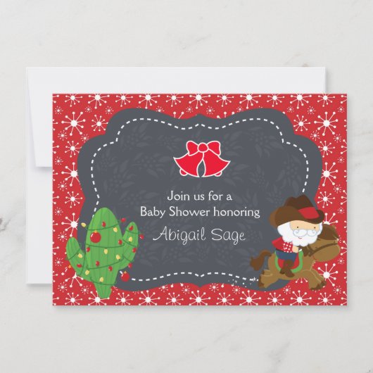 Cowboy Santa en Paardenvakantie Baby shower uitnod Kaart (Voorkant)
