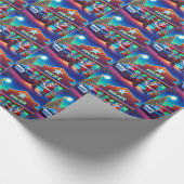 Cowboy Santa en politie Kijken Op Ondeugende Lijst Cadeaupapier (Hoek)