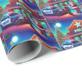 Cowboy Santa en politie Kijken Op Ondeugende Lijst Cadeaupapier (Rol Hoek)