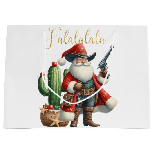 Cowboy Santa Falalala Desert Cactus Pistol Groot Cadeauzakje (Voorkant)