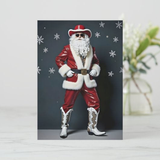 Cowboy Santa Feestdagenkaart (Staand voorkant)