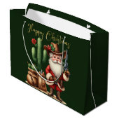 Cowboy Santa Happy Christmas Desert Cactus Pistol Groot Cadeauzakje (Achterkant Gekanteld)