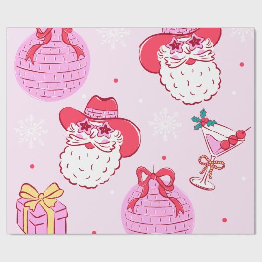 Cowboy Santa Holiday Fun Cadeaupapier (Vlak)