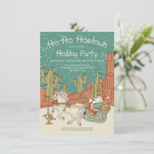 Cowboy Santa Holiday Hoedown Kerstfeest Kaart (Staand voorkant)