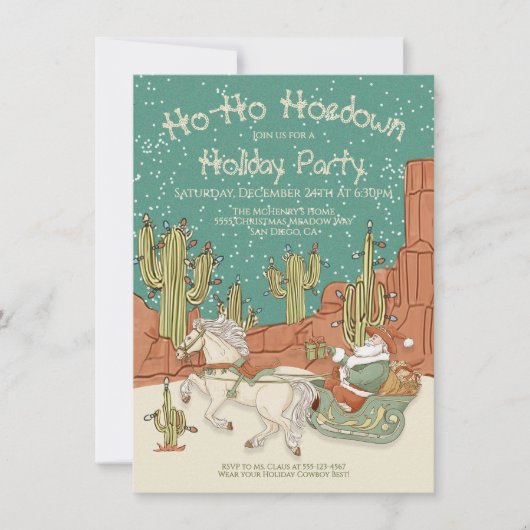 Cowboy Santa Holiday Hoedown Kerstfeest Kaart (Voorkant)