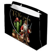 Cowboy Santa is het seizoen Desert Cactus Pistol Groot Cadeauzakje (Achterkant Gekanteld)