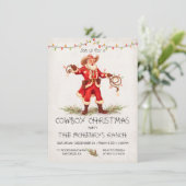 Cowboy Santa Kerstmis lasso lichten Kaart (Staand voorkant)