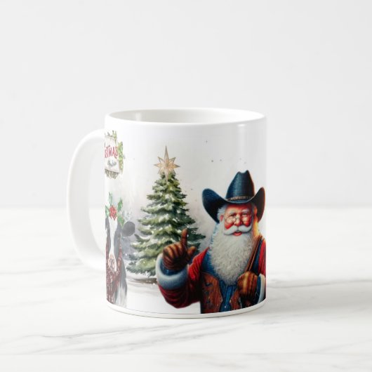 Cowboy santa koffiemok (Voorkant links)