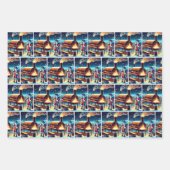 Cowboy Santa met Oliepomp BBQ en Paard Kerstmis Inpakpapier Vel (Voorkant 2)