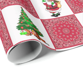 Cowboy Santa met rode bandana print Cadeaupapier