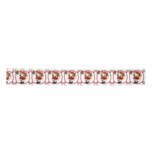 Cowboy Santa met Rope Border Satijnen Lint (Voorkant)