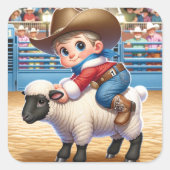 Cowboy Santa Mutton Busting Kerst sticker (Voorkant)