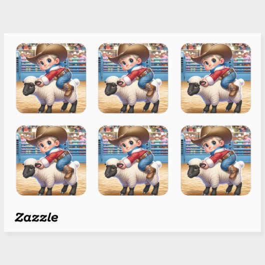 Cowboy Santa Mutton Busting Kerst sticker (Vel)