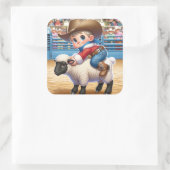 Cowboy Santa Mutton Busting Kerst sticker (Tas)