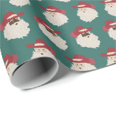 Cowboy Santa op donkergroen Cadeaupapier (Rol Hoek)