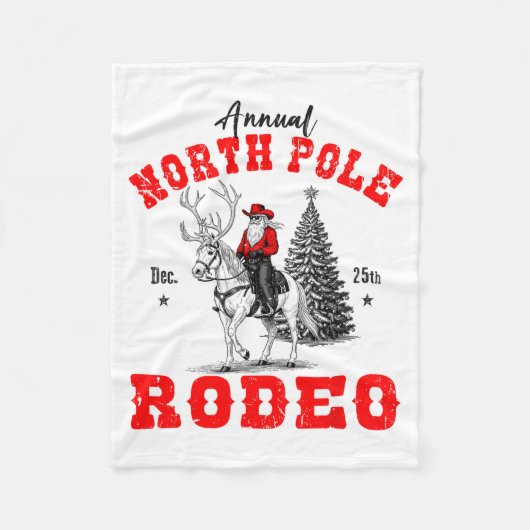 Cowboy Santa Riding Reindeer North Le Rodeo Christ Fleece Deken (Voorkant)