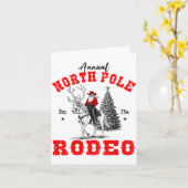 Cowboy Santa Riding Reindeer North Le Rodeo Christ Kaart (Gele Bloem)
