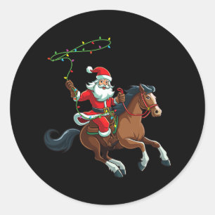 cowboy santa rijden een paard kerst grappig t- ronde sticker