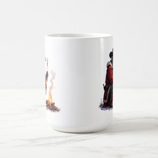 Cowboy Santa Roasts Campfire Marshmallow Koffiemok (Center)