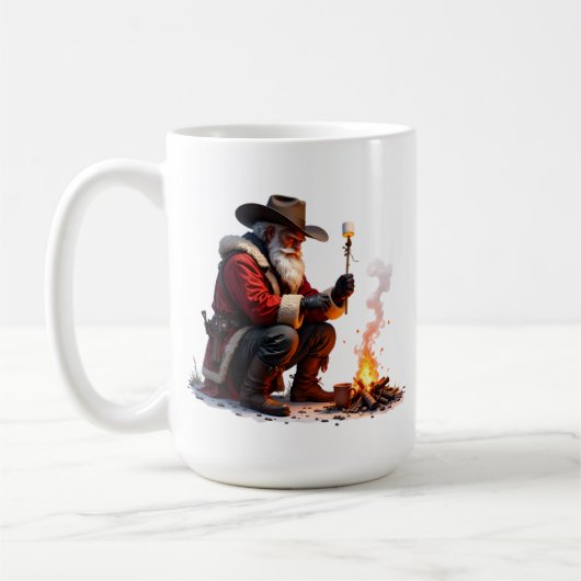 Cowboy Santa Roasts Campfire Marshmallow Koffiemok (Links)