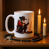 Cowboy Santa Roasts Campfire Marshmallow Koffiemok