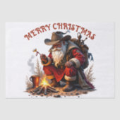 Cowboy Santa: Rustic Campfire Christmas Graphic Tissuepapier (Voorkant)